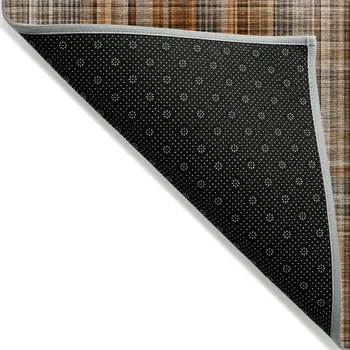 8' X 10' Terra Cotta Plaid Washable Non Skid Indoor Outdoor Area Rug