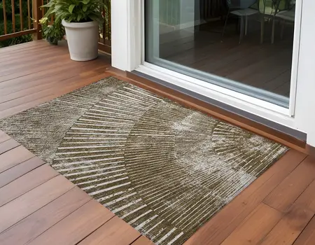 3' X 5' Chocolate Abstract Washable Non Skid Indoor Outdoor Area Rug