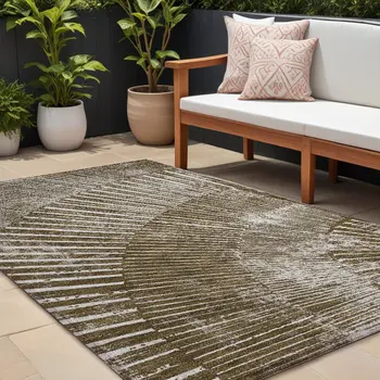 8' X 10' Chocolate Abstract Washable Non Skid Indoor Outdoor Area Rug