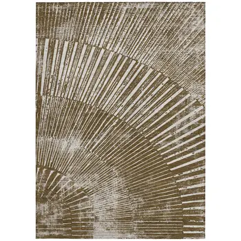 10' X 14' Chocolate Abstract Washable Non Skid Indoor Outdoor Area Rug