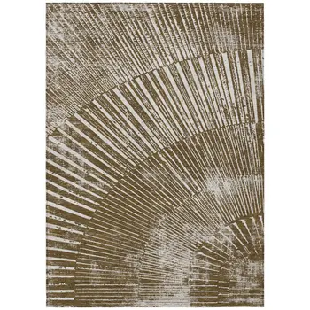 10' X 14' Chocolate Abstract Washable Non Skid Indoor Outdoor Area Rug