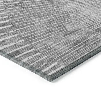 9' X 12' Gray And Ivory Abstract Washable Indoor Outdoor Area Rug