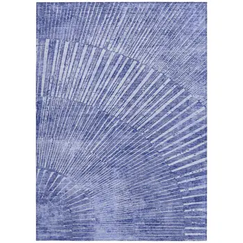 5' X 8' Navy Blue Abstract Washable Non Skid Indoor Outdoor Area Rug