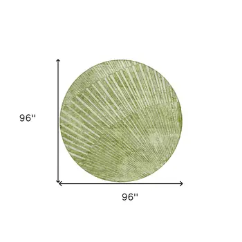 8' Round Sage Round Abstract Washable Non Skid Indoor Outdoor Area Rug