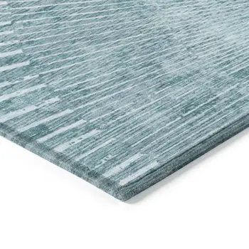 8' Runner Teal Abstract Washable Non Skid Indoor Outdoor Runner Rug