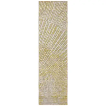 8' Runner Wheat Abstract Washable Non Skid Indoor Outdoor Runner Rug