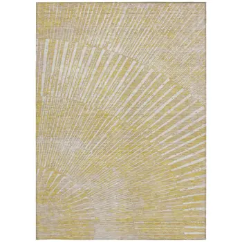 5' X 8' Wheat Abstract Washable Non Skid Indoor Outdoor Area Rug