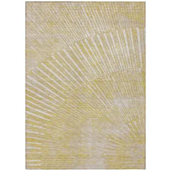 9' X 12' Wheat Abstract Washable Non Skid Indoor Outdoor Area Rug