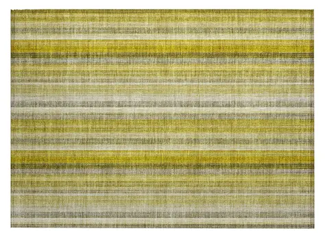 2' X 3' Gold Striped Washable Non Skid Indoor Outdoor Area Rug