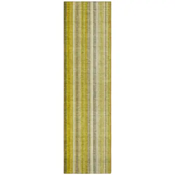 2' X 8' Gold Striped Washable Non Skid Indoor Outdoor Runner Rug
