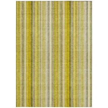 3' X 5' Gold Striped Washable Non Skid Indoor Outdoor Area Rug