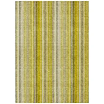 3' X 5' Gold Striped Washable Non Skid Indoor Outdoor Area Rug