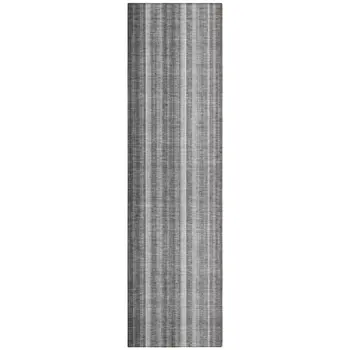 8' Runner Gray Striped Washable Non Skid Indoor Outdoor Runner Rug