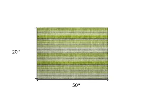 2' X 3' Green Striped Washable Non Skid Indoor Outdoor Area Rug