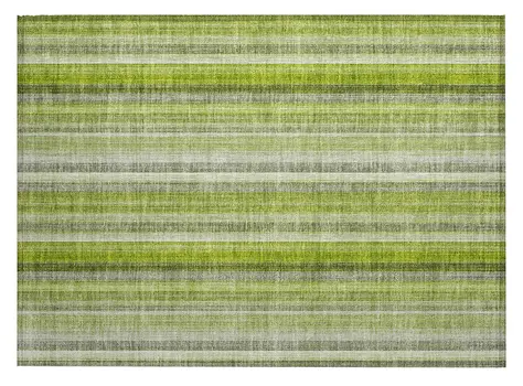 2' X 3' Green Striped Washable Non Skid Indoor Outdoor Area Rug