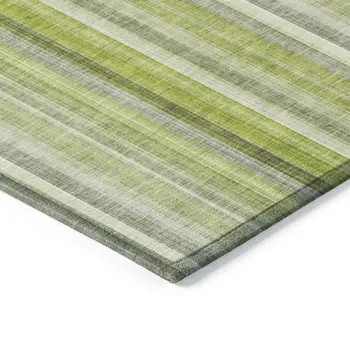 8' Round Green Round Striped Washable Non Skid Indoor Outdoor Area Rug
