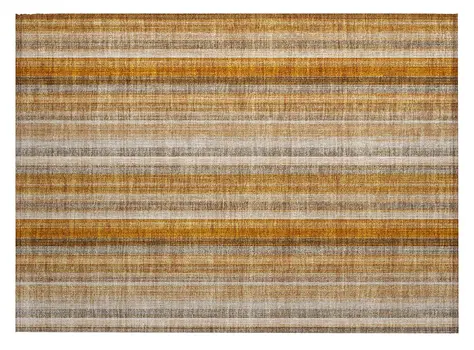 2' X 3' Orange Ivory and Gray Striped Washable Non Skid Indoor Outdoor Area Rug