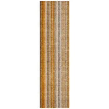 2' X 8' Orange Ivory and Gray Striped Washable Non Skid Indoor Outdoor Runner Rug