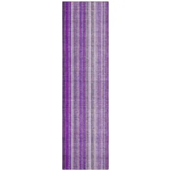 8' Runner Purple Striped Washable Non Skid Indoor Outdoor Runner Rug