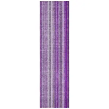 8' Runner Purple Striped Washable Non Skid Indoor Outdoor Runner Rug