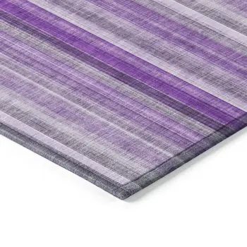 5' X 8' Purple Striped Washable Non Skid Indoor Outdoor Area Rug
