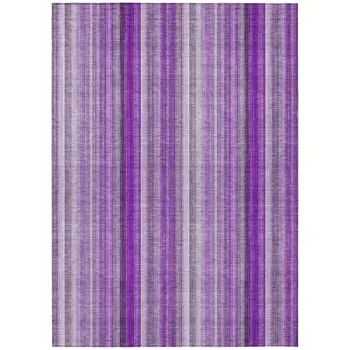 8' X 10' Purple Striped Washable Non Skid Indoor Outdoor Area Rug