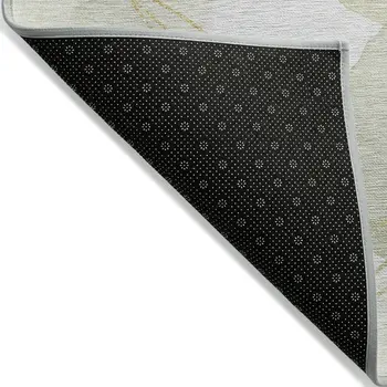 10' X 14' Green And Ivory Abstract Washable Indoor Outdoor Area Rug