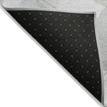 2' X 3' Ivory Blue and Gray Abstract Washable Non Skid Indoor Outdoor Area Rug