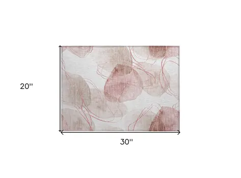 2' X 3' Merlot and Ivory Abstract Washable Non Skid Indoor Outdoor Area Rug