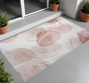 2' X 3' Merlot and Ivory Abstract Washable Non Skid Indoor Outdoor Area Rug