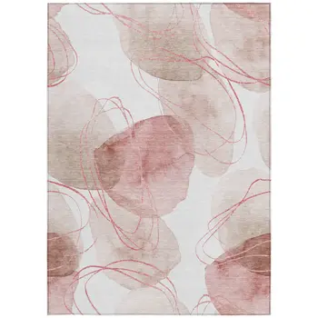8' X 10' Merlot and Ivory Abstract Washable Non Skid Indoor Outdoor Area Rug