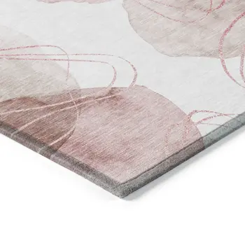 8' X 10' Merlot and Ivory Abstract Washable Non Skid Indoor Outdoor Area Rug