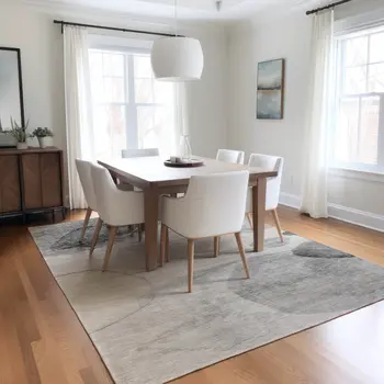 5' X 8' Gray and Light Gray Abstract Washable Non Skid Indoor Outdoor Area Rug