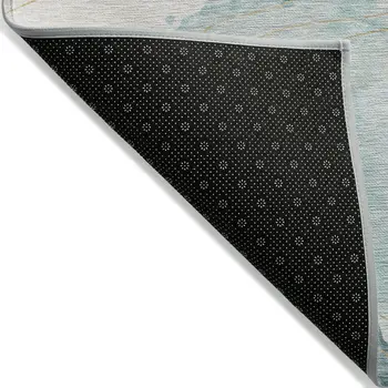 2' X 3' Beige and Blue Abstract Washable Non Skid Indoor Outdoor Area Rug