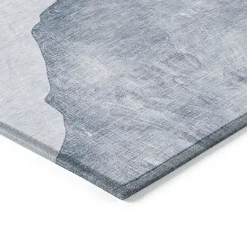 3' X 5' Blue Gray and Black Abstract Washable Non Skid Indoor Outdoor Area Rug