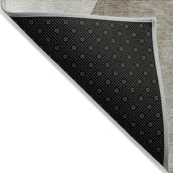 8' X 10' Tan Brown and Gray Abstract Washable Non Skid Indoor Outdoor Area Rug