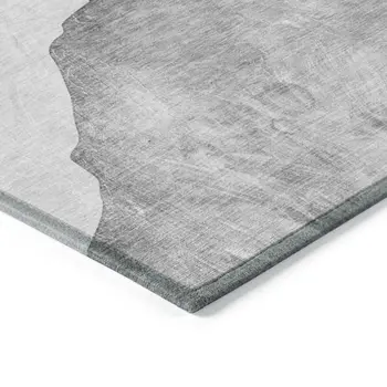 2' X 3' Gray and Black Abstract Washable Non Skid Indoor Outdoor Area Rug
