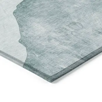 2' X 3' Teal Ivory and Gray Abstract Washable Non Skid Indoor Outdoor Area Rug