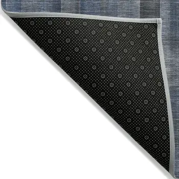5' X 8' Blue Plaid Washable Non Skid Indoor Outdoor Area Rug