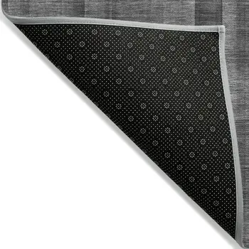 10' X 14' Gray Plaid Washable Non Skid Indoor Outdoor Area Rug