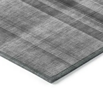 10' X 14' Gray Plaid Washable Non Skid Indoor Outdoor Area Rug