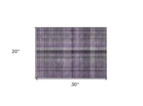 2' X 3' Purple Plaid Washable Non Skid Indoor Outdoor Area Rug
