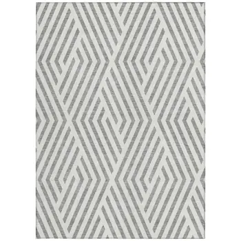 10' X 14' Gray And Ivory Geometric Washable Indoor Outdoor Area Rug
