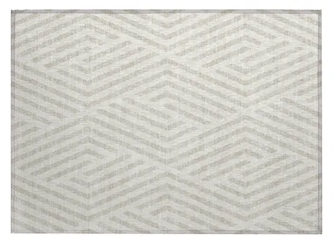 2' X 3' Beige and Ivory Geometric Washable Non Skid Indoor Outdoor Area Rug