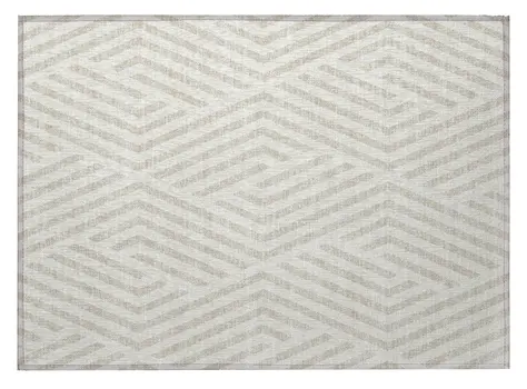 2' X 3' Beige and Ivory Geometric Washable Non Skid Indoor Outdoor Area Rug