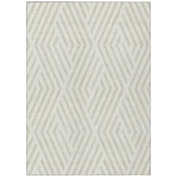 8' X 10' Beige and Ivory Geometric Washable Non Skid Indoor Outdoor Area Rug