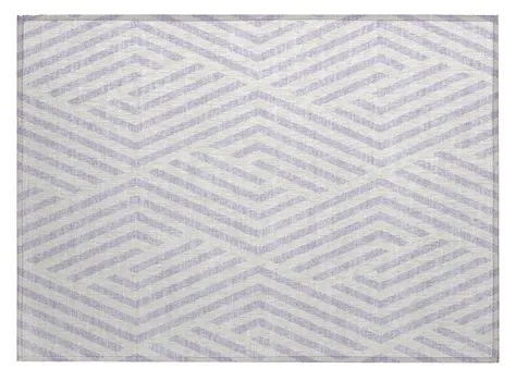 2' X 3' Lavender and Ivory Geometric Washable Non Skid Indoor Outdoor Area Rug