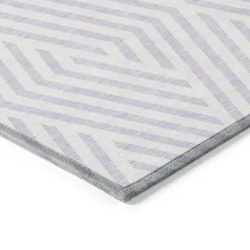 2' X 3' Lavender and Ivory Geometric Washable Non Skid Indoor Outdoor Area Rug