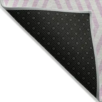 8' Round Pink and White Round Geometric Washable Non Skid Indoor Outdoor Area Rug