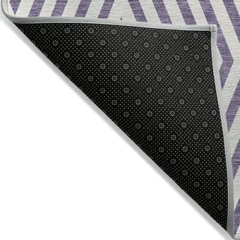 9' X 12' Purple and White Geometric Washable Non Skid Indoor Outdoor Area Rug